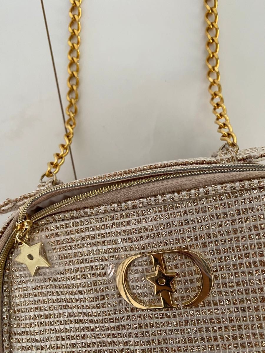 Christian Dior Holiday Glitter Gold Pouch Luxury Cosmetic Bag No Box