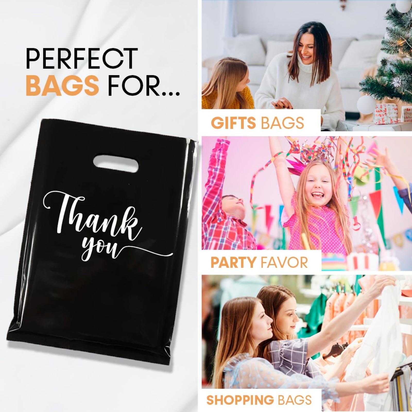 THANK YOU MERCHANDISE BAGS, different sizes 9″x12″, 12″x15″, 15″x18″ 1.25 Mil…