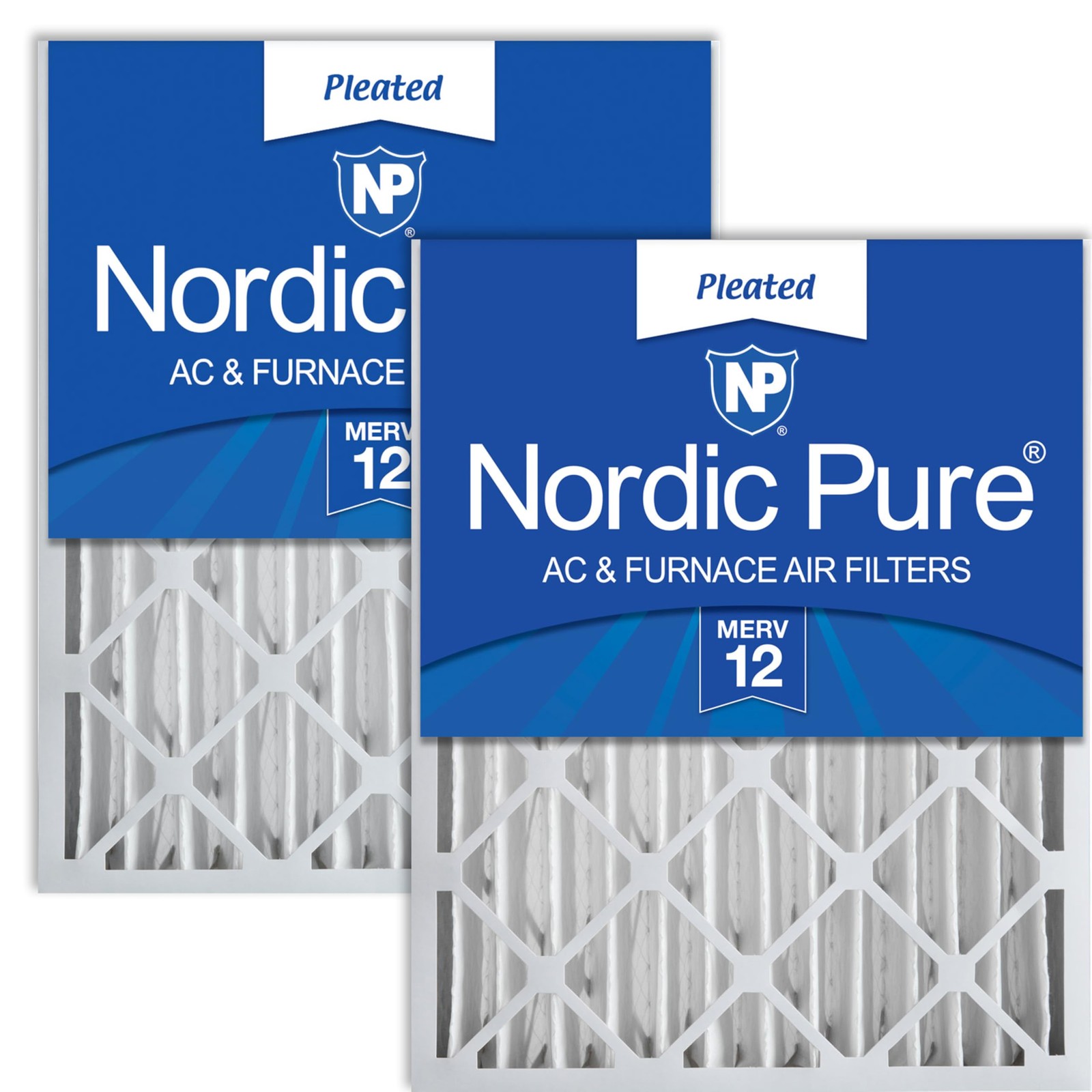 Nordic Pure 16x25x4 (15_1/2 x 24_1/2 x 3_5/8) 2 Count (Pack of 1), MERV 12