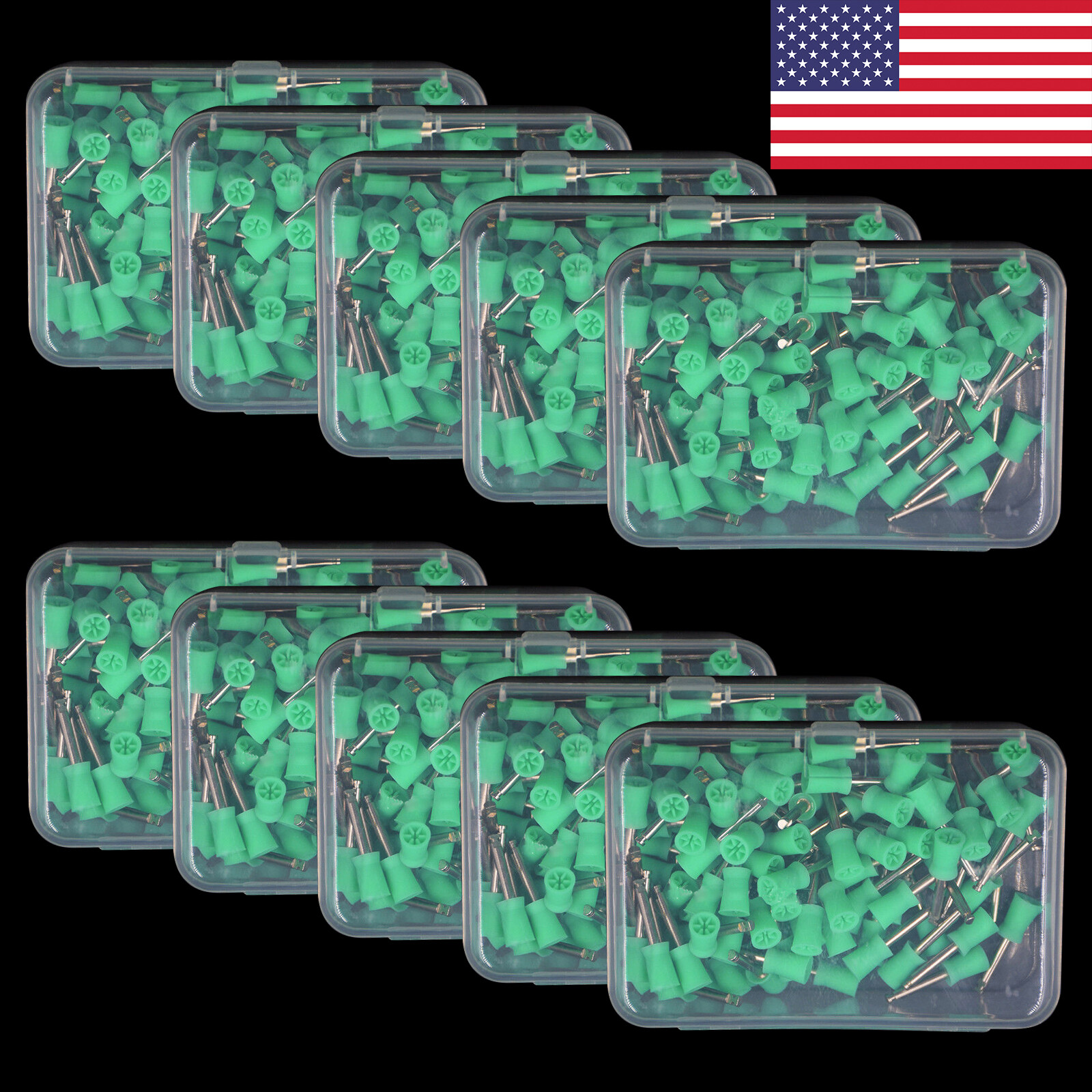 100-1000 Dental Polishing Polisher Prophy Angle Cups Latch Tooth Brush Green dnT