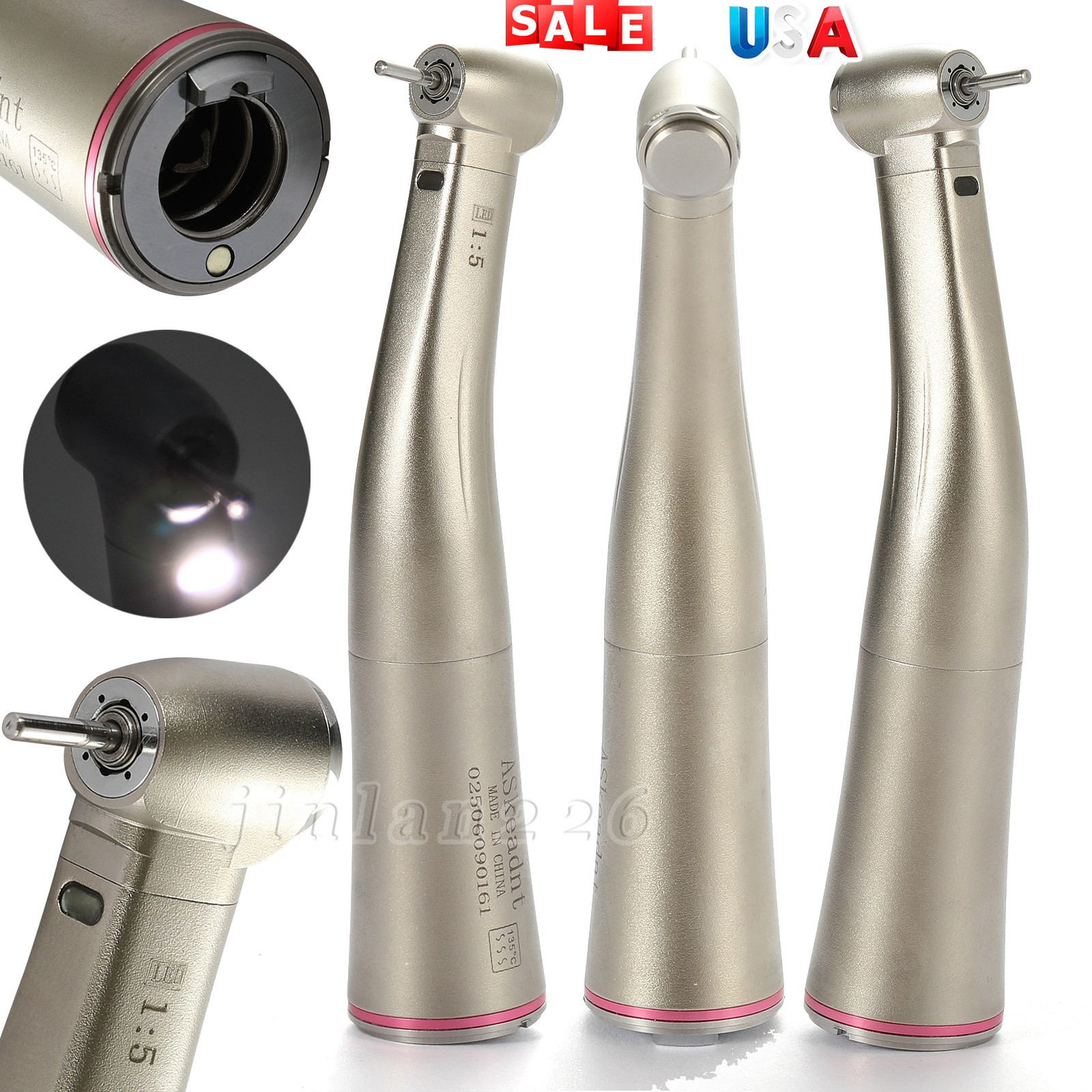 Dental 1:5 Increasing LED Fiber Optic Contra Angle Handpiece for NSK Ti-Max X95L