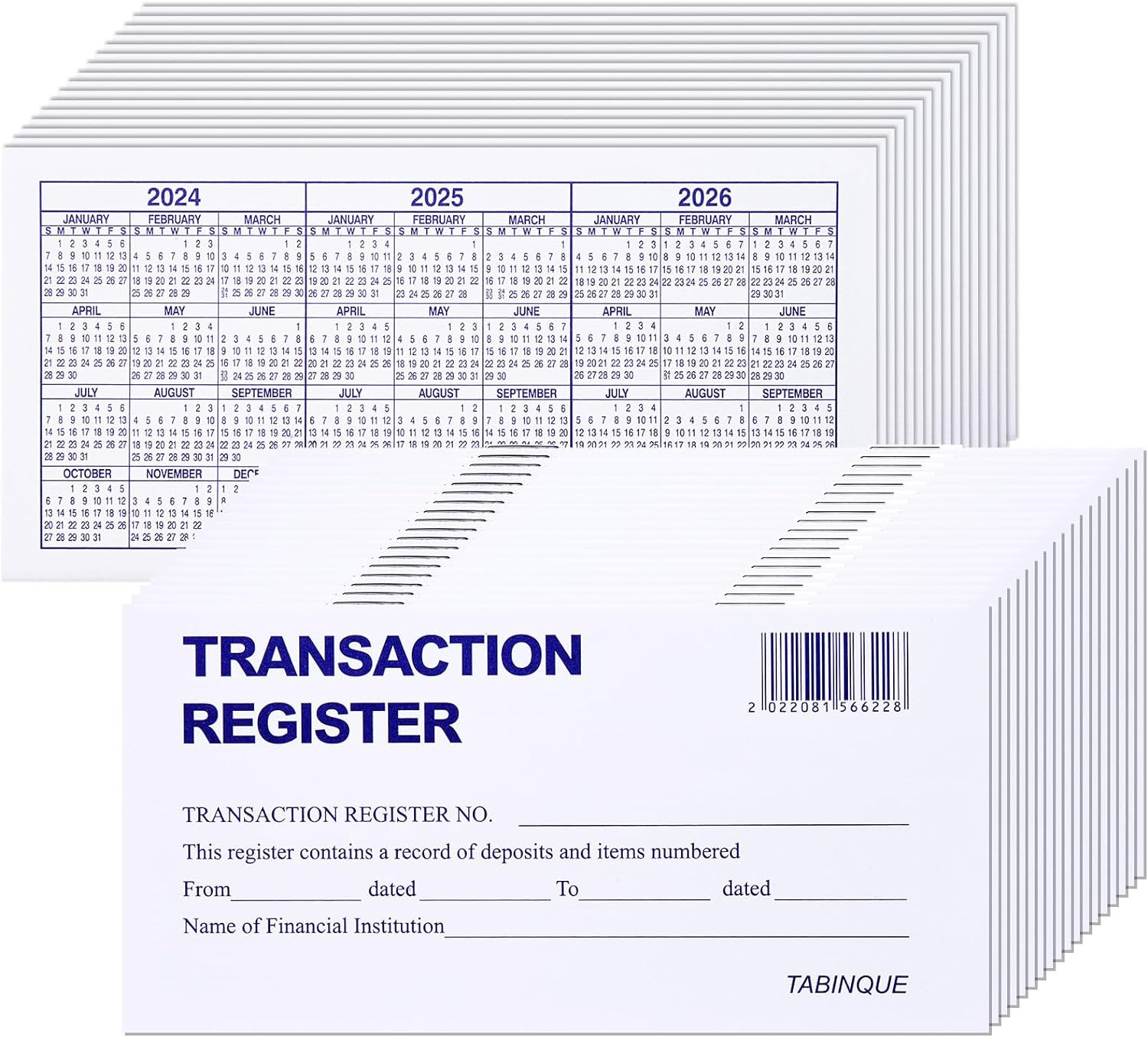 24 PCS Check Registers for Personal Checkbook, Easy to Read Checkbook Register