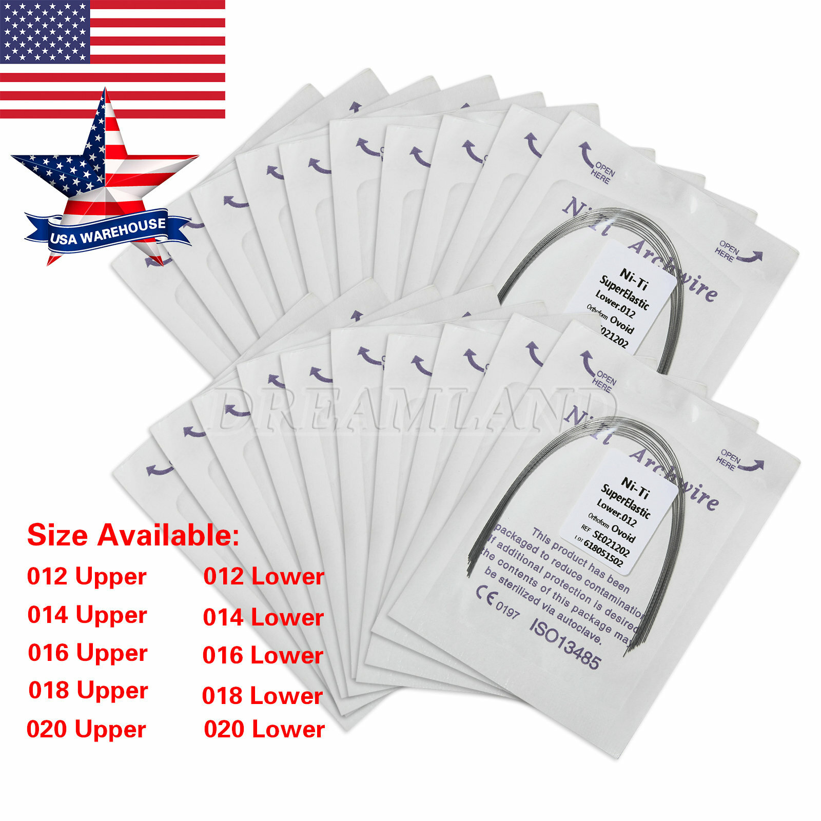100pcs/10 Bags dental super elastic niti round arch wires Ovoid form Ortho