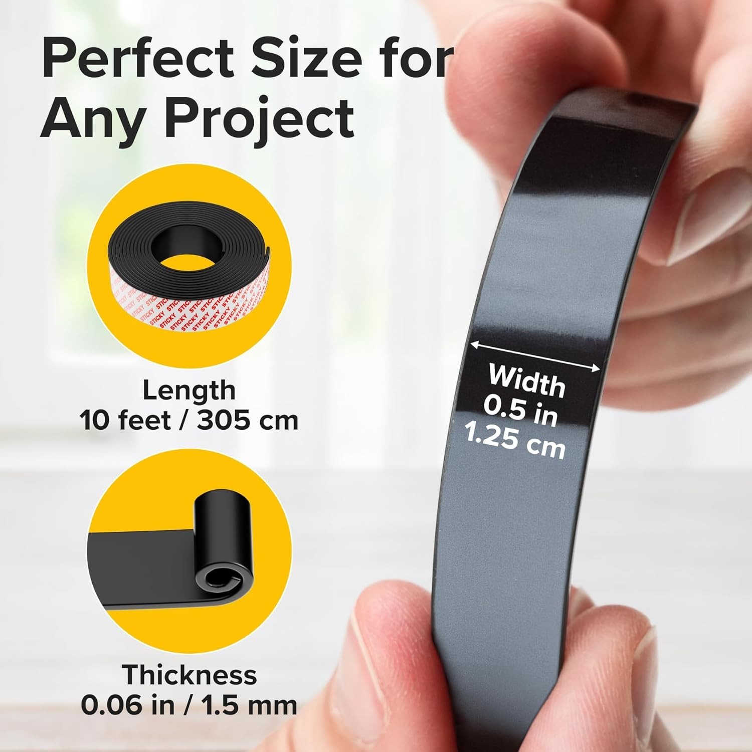 Magnetic Tape 10FT x 1/2in Strong Adhesive Strip DIY Craft Roll