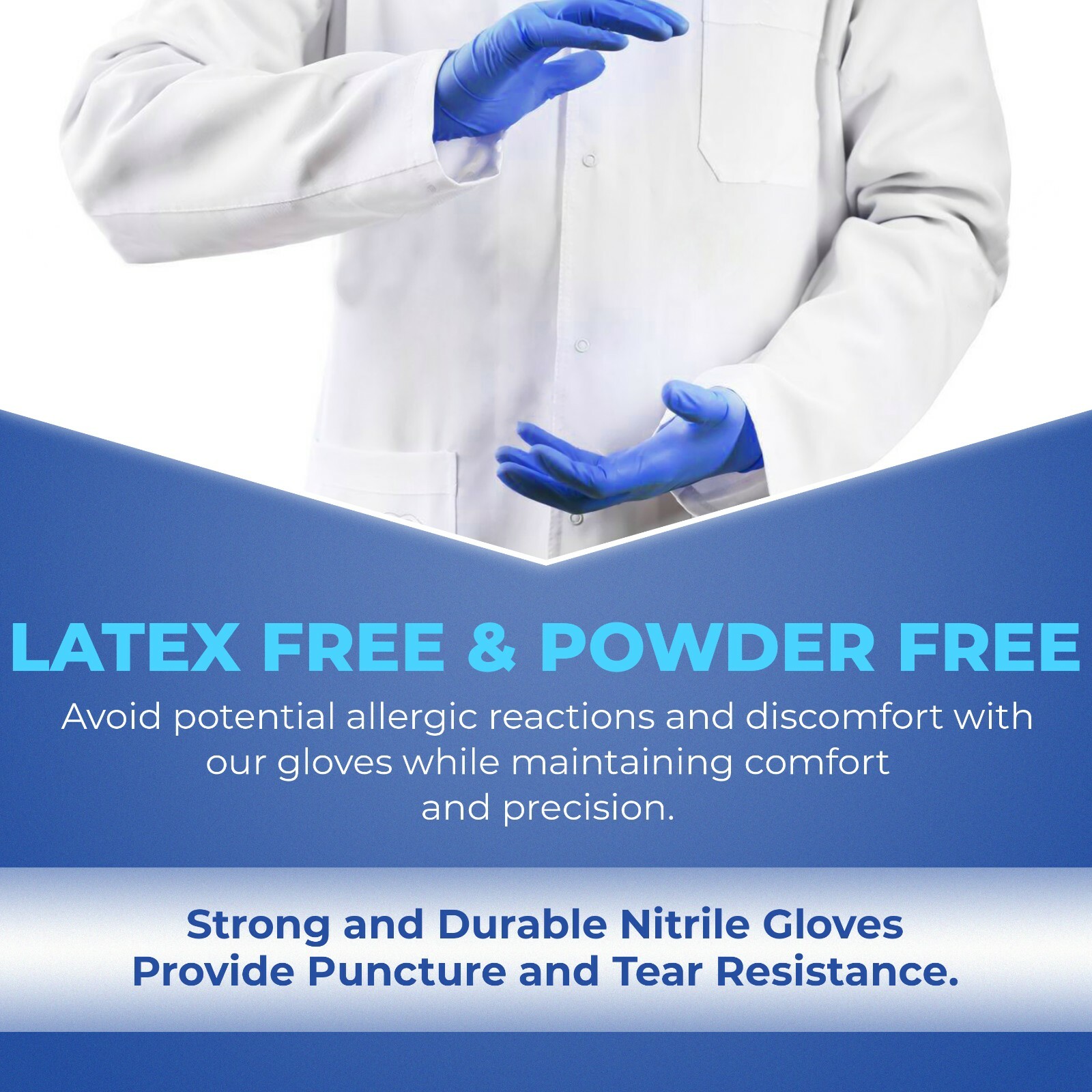 1000 Blue Nitrile Exam Medical Gloves 4 Mil, Latex & Powder Free 10 Boxes of 100