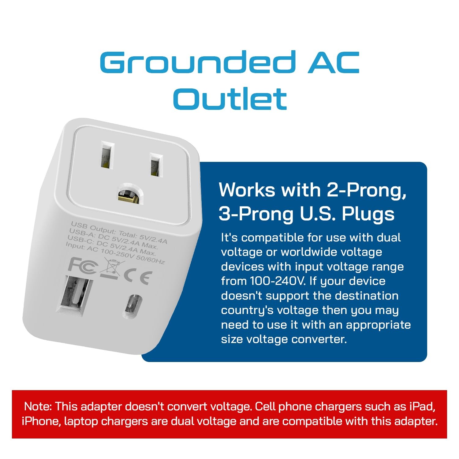 Japan, Philippines Travel Adapter Plug with USBA + USBC Usa Input Type A U…