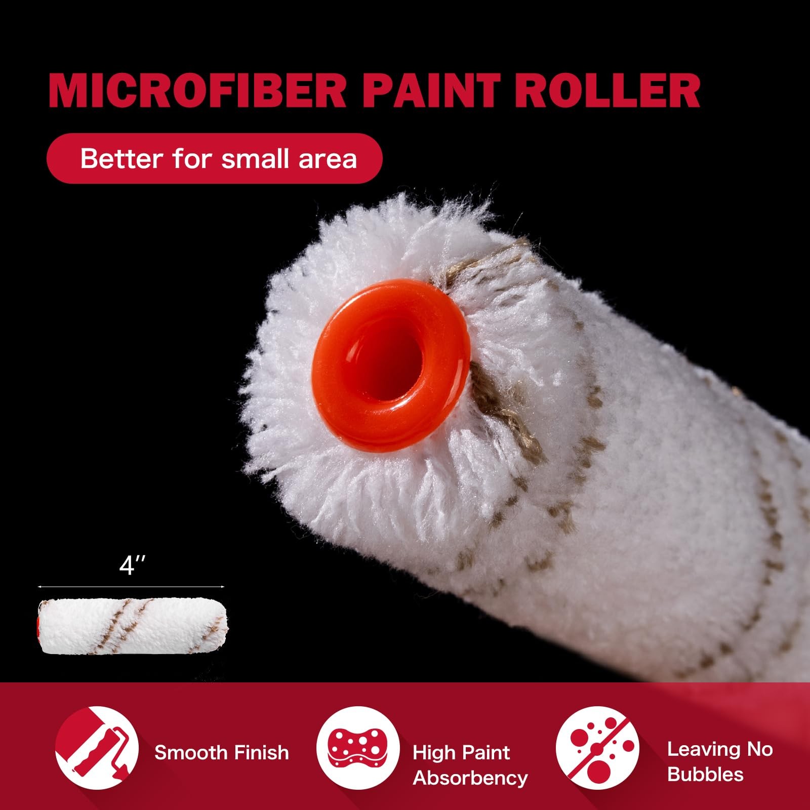 13Pcs Mini 4-Inch Paint Roller Kit Microfiber Rollers Tray Liners Trim Touch-Ups