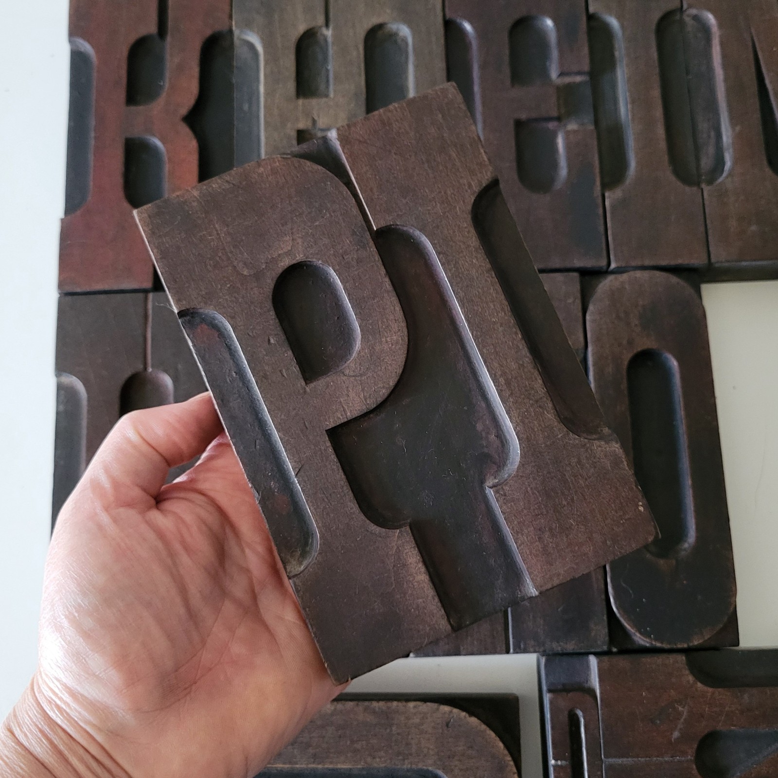 Antique Wood Type Letter Blocks Russian Empire Industrial decor Vintage Alphabet