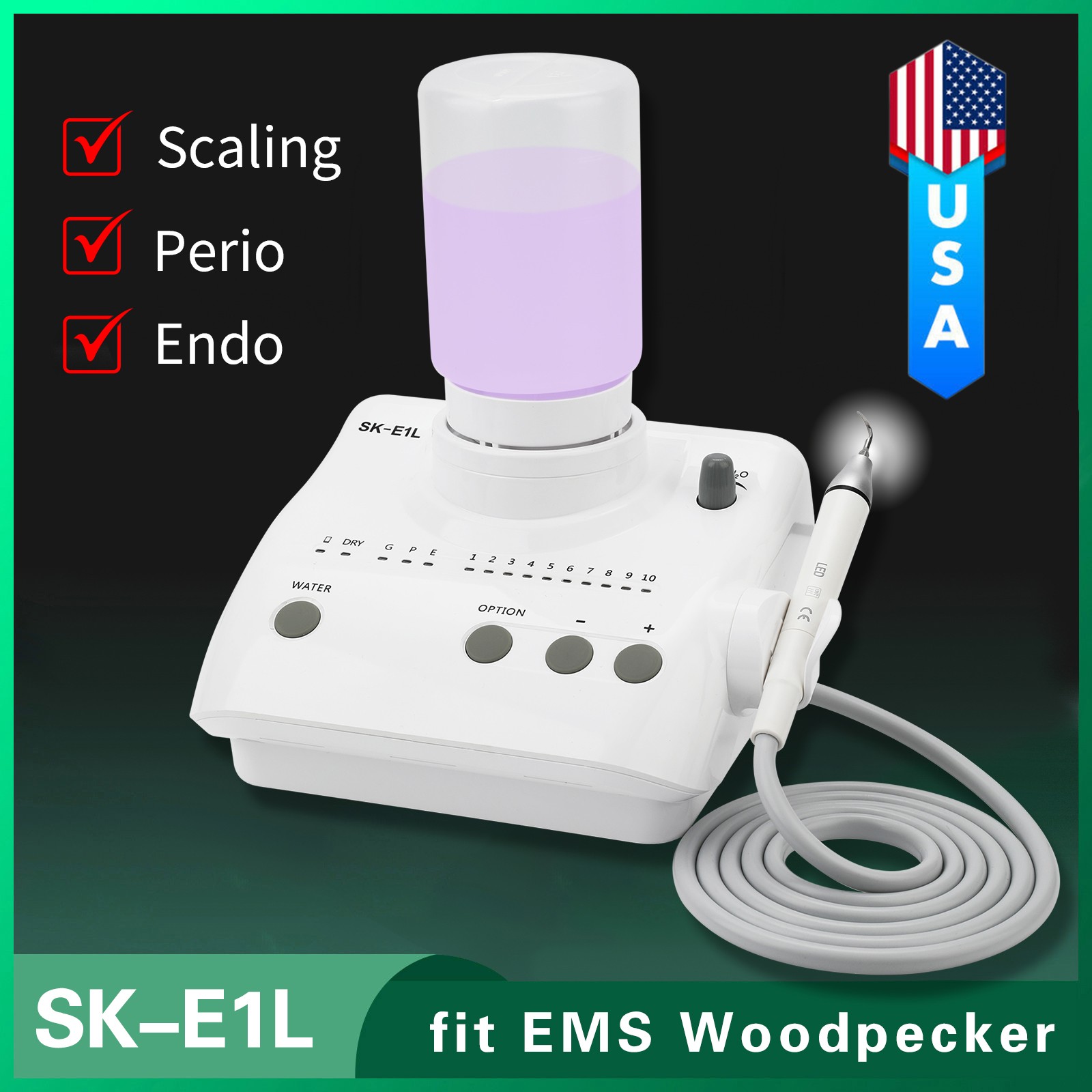 For EMS Dental Ultrasonic Piezo Scaler w/ LED Light Handpiece Auto Water Supply