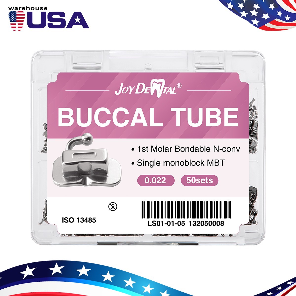 50 Set AZDENT Dental Ortho MIM Buccal Tube Roth/MBT 0.022 1st Molar Bondable