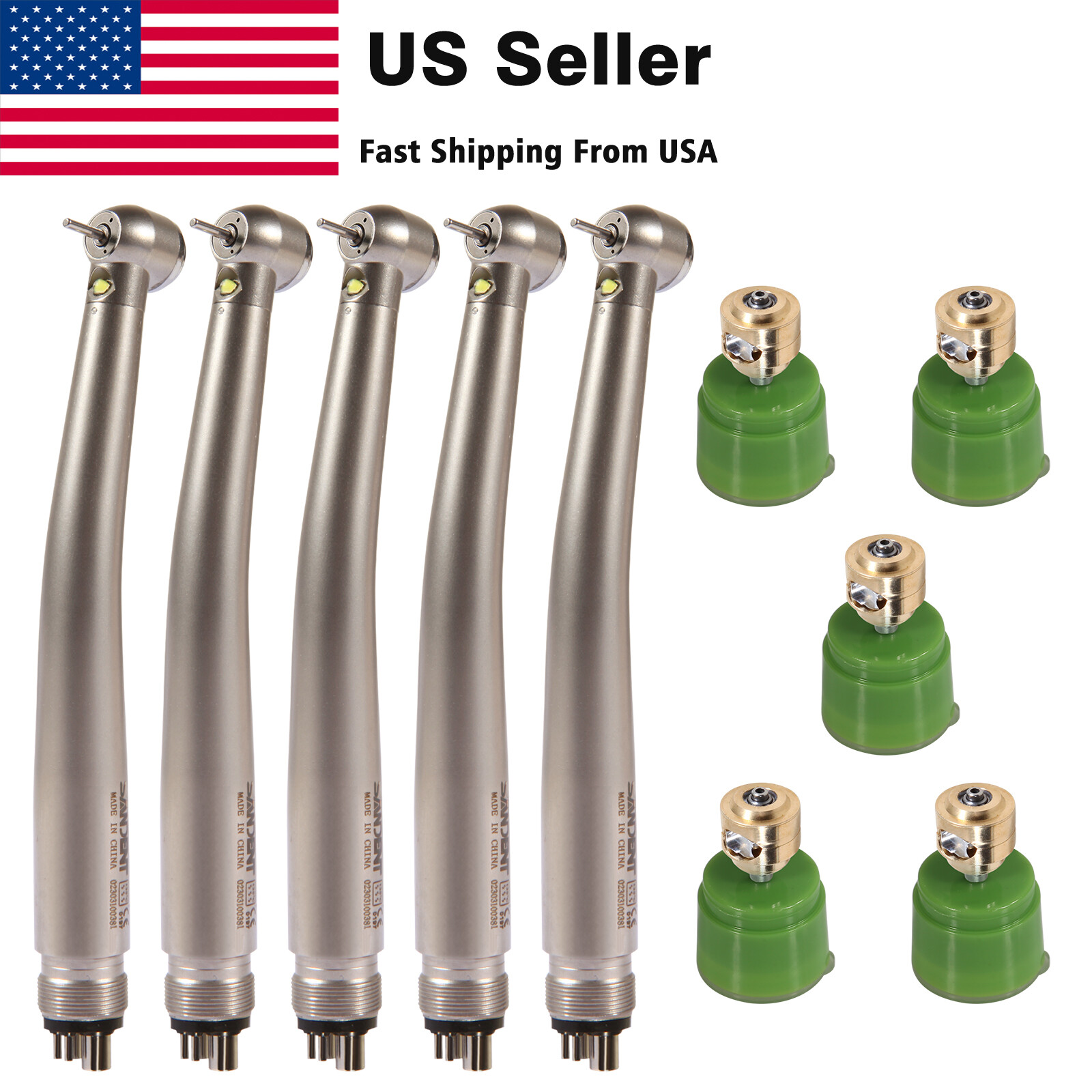 1-10pcs 4 Hole Dental LED High Speed Handpiece Turbine / Big Cartridge NSK Style