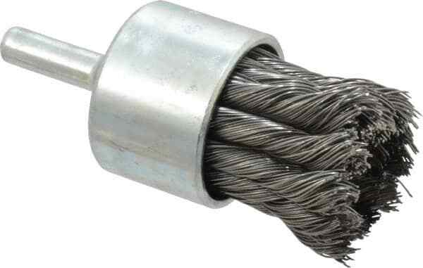 Weiler 1-1/8″ Brush Diam, Knotted, End Brush 1/4″ Diam Shank, 22,000 Max RPM