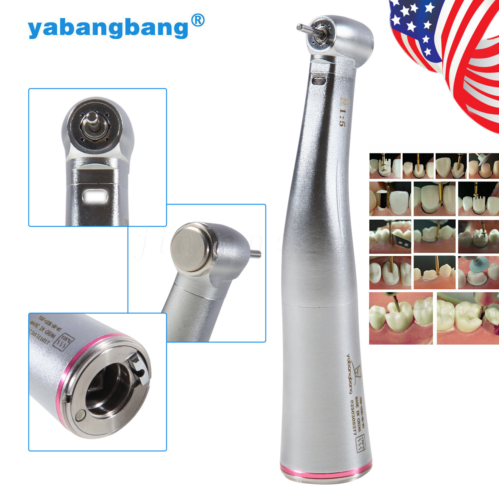 Dental 1:5 LED Fiber Optic Contra Angle Handpiece Standard Fit NSK Ti-MAX X95L 2