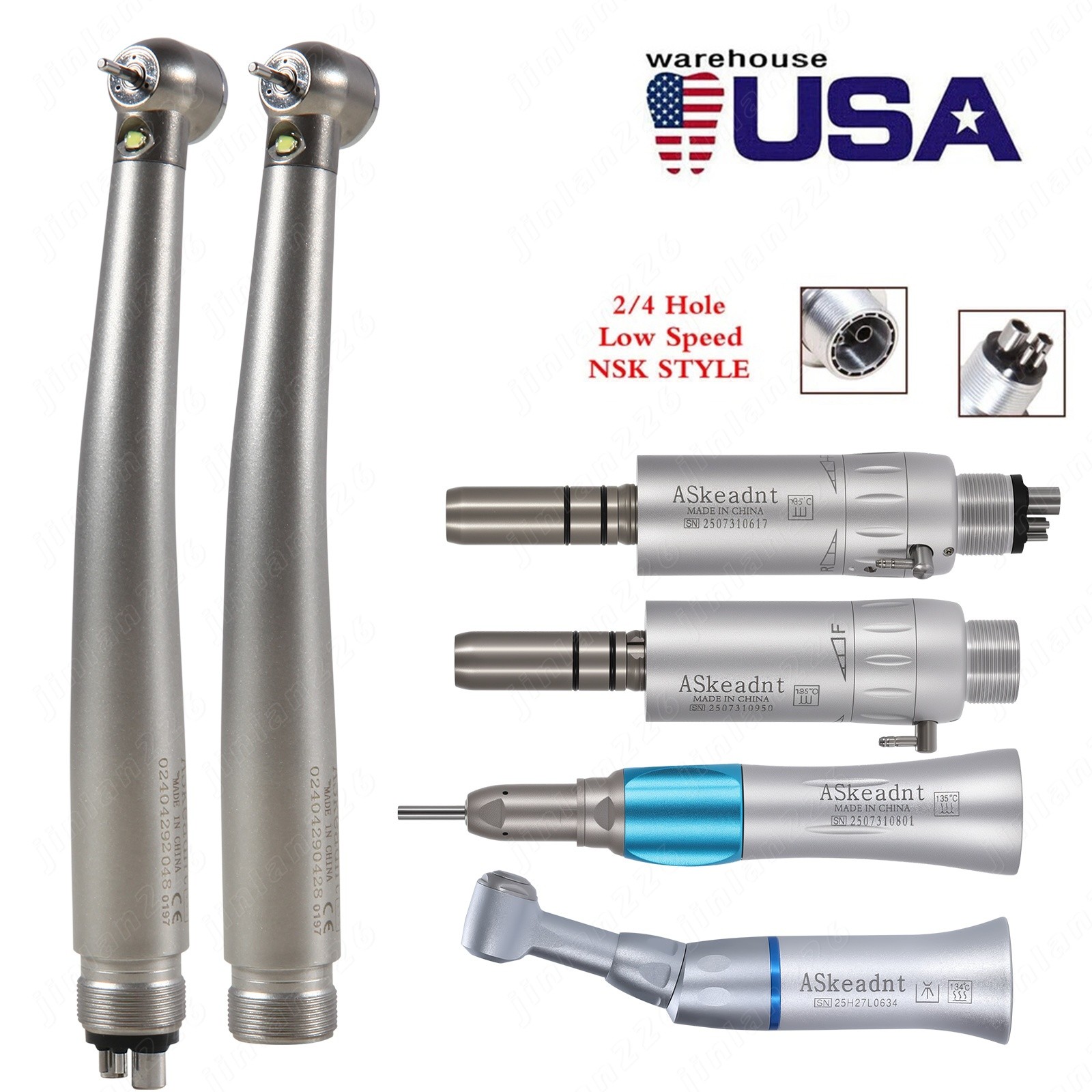 Estilo NSK Dental 4/2 Agujero Alta y Baja Velocidad / Kit Pieza de Mano Turbina