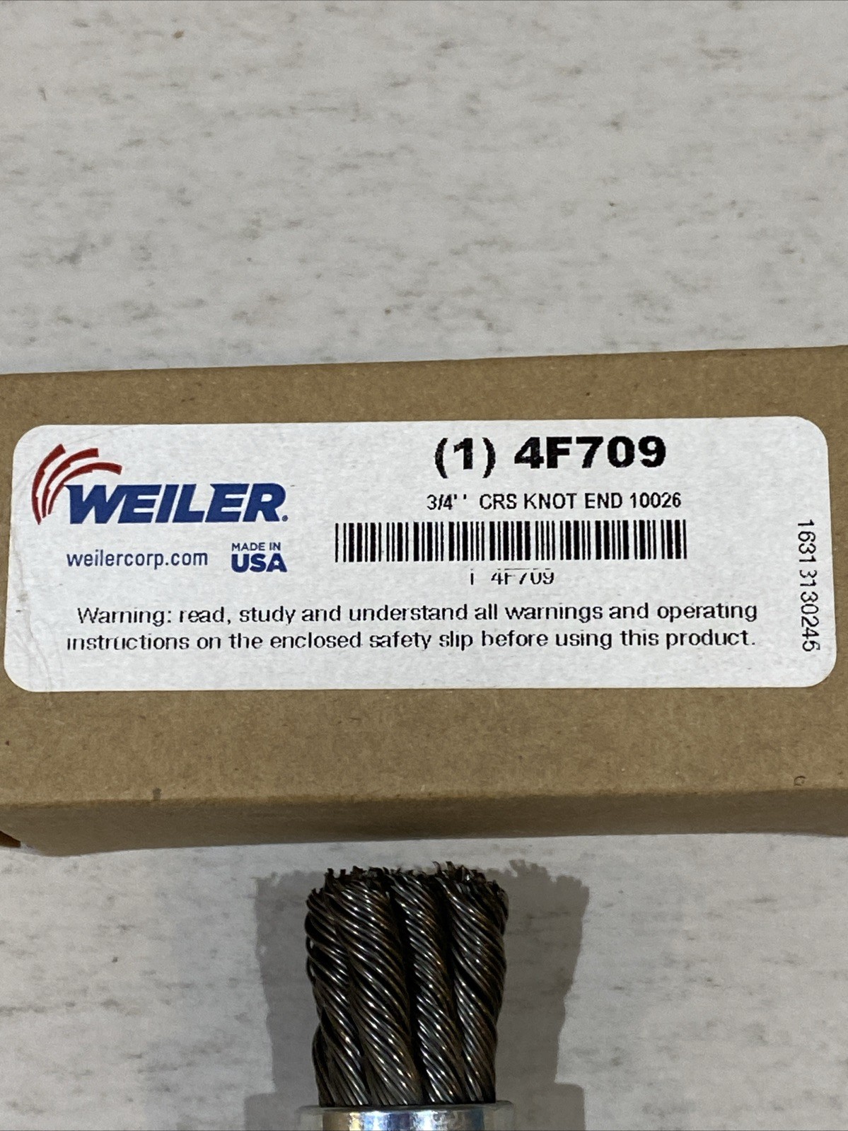 WEILER 90192 Crs Knot Wire End Brush,Steel,3/4 In. 4F709 1/4″ Shank FREE SHIP!