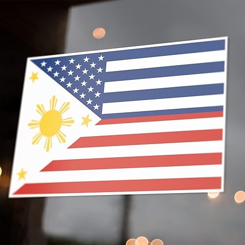Filipino American Flag Sticker Decals – Showcase Your Heritage (5″ x 3″, 1 Stick