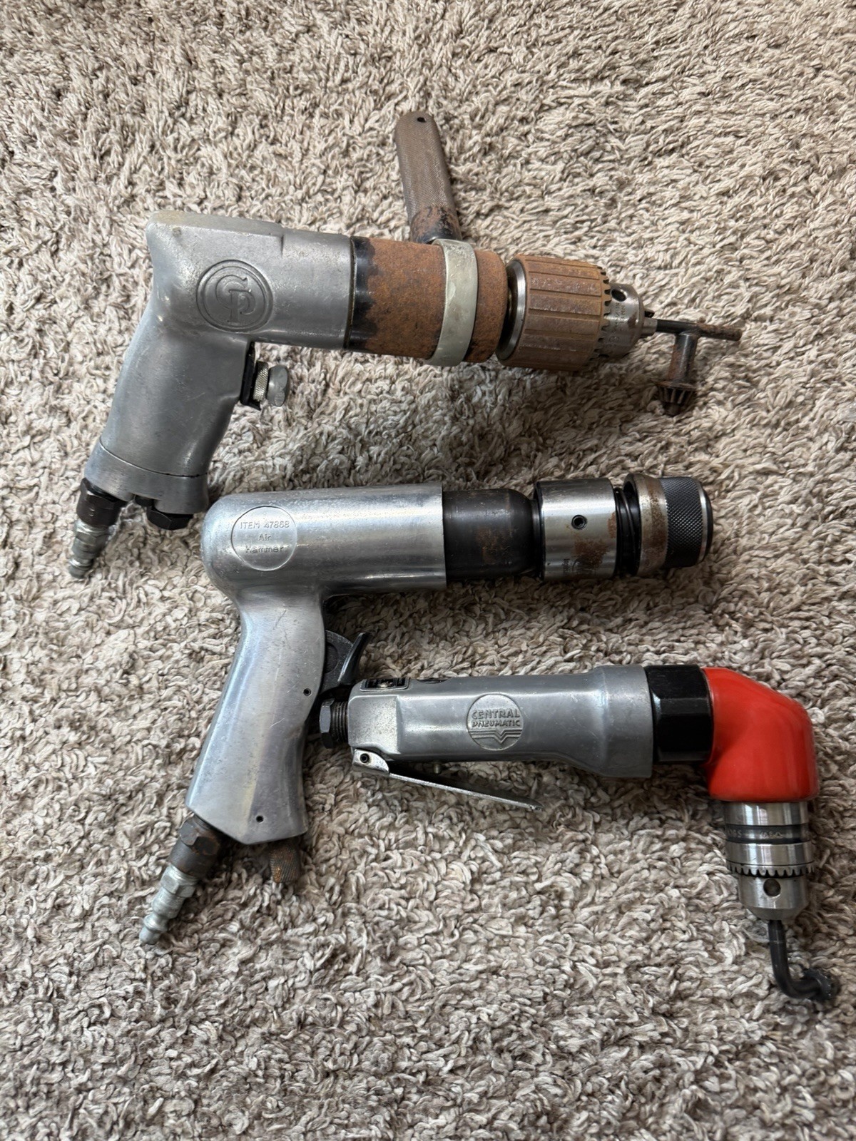 Lot Of 3 ~ Chicago & Central Pneumatic Air Drills