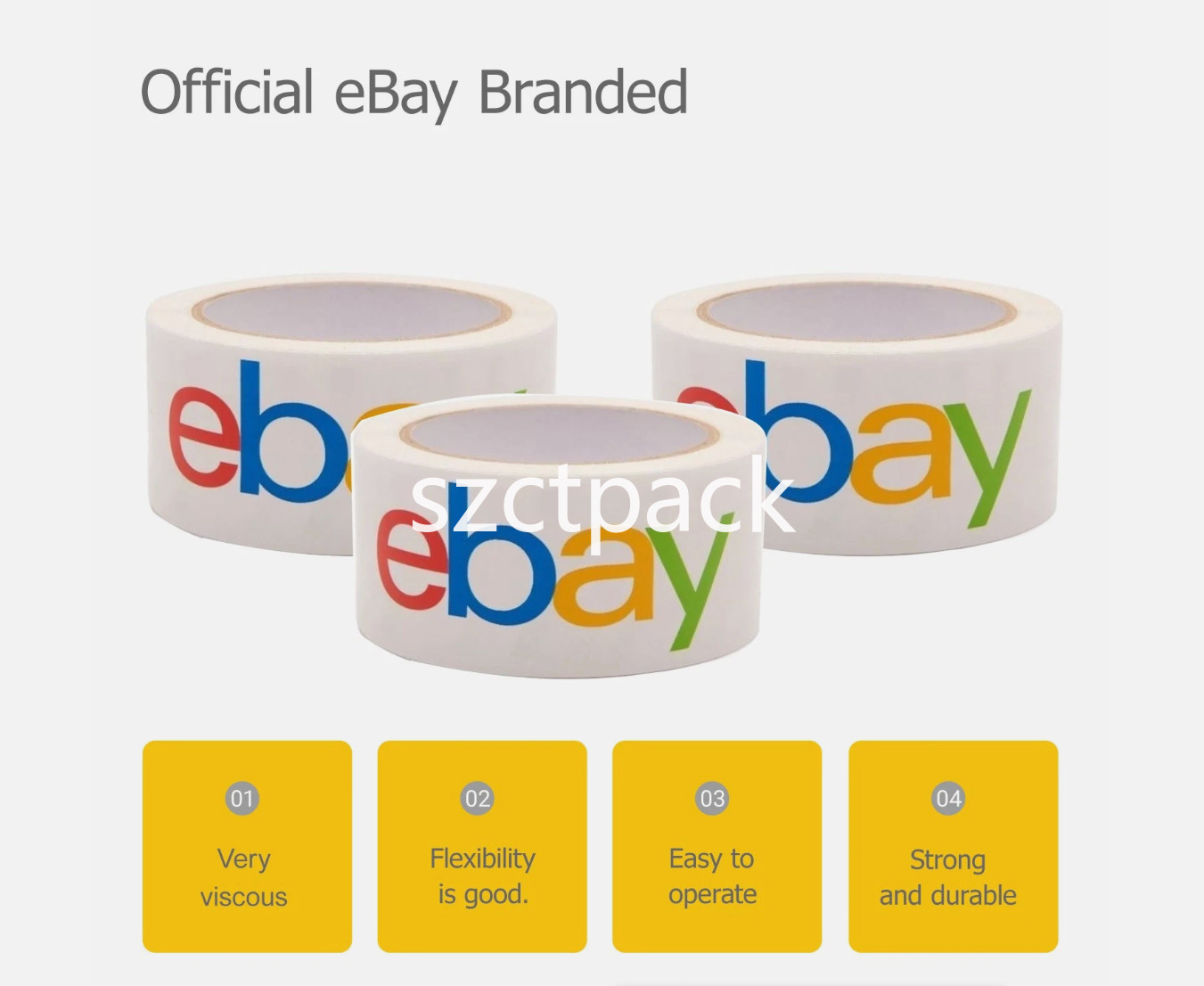 4 Rolls eBay Branded Logo BOPP Shipping Tape | 100yards x 2″ New Sealed