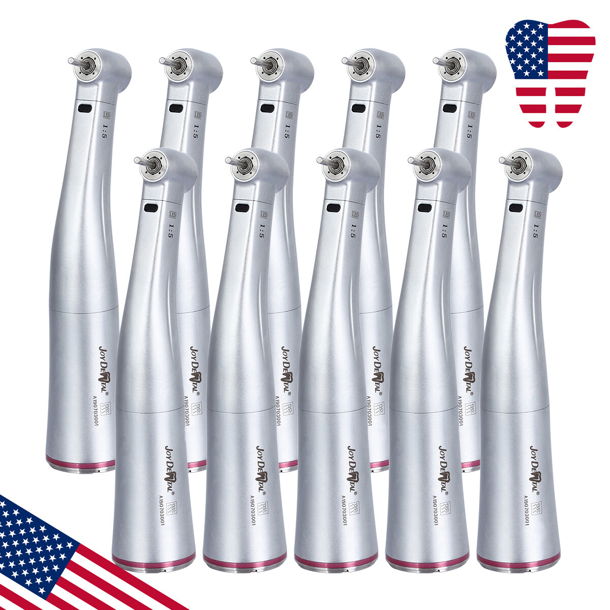 JoyDental 1:5 Electric Increasing E-Type Fiber Optic LED Contra Angle Handpiece