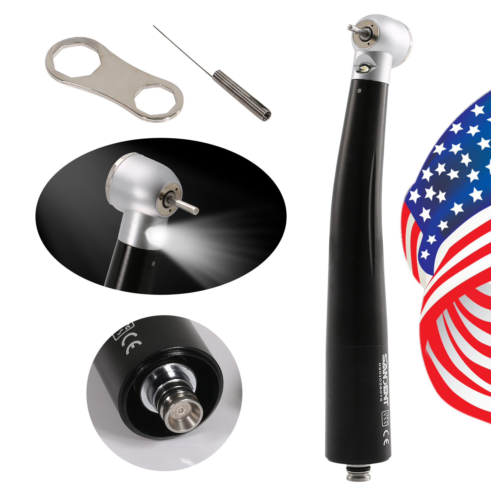 Dental LED E-generator Fiber Optic High Handpiece Turbine Internal Triple Spray