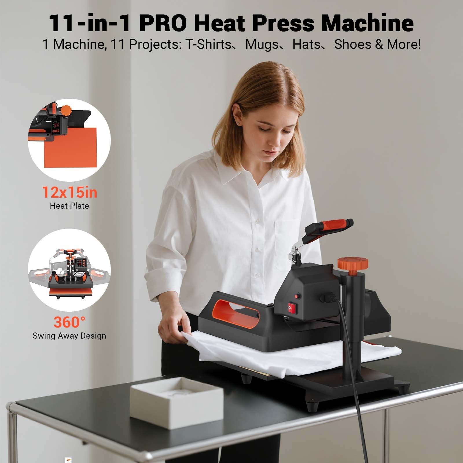 12″ x15″ Clamshell Heat Press Machine for T-Shirt Digital Transfer Sublimation
