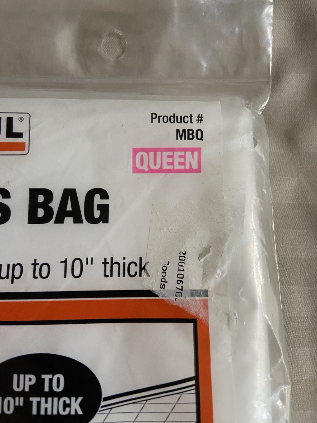 NIP Mattress Protector UHaul MBQ Moving Bag – Clear – Queen Size – NEW