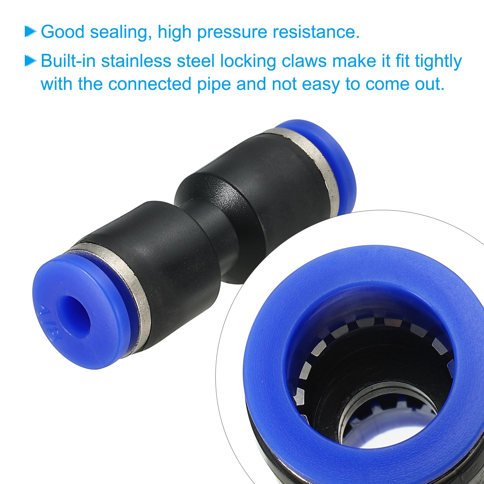 10Pack 1/8 Inches Push to Connect Fitting Quick Release Pneumatic Connectors