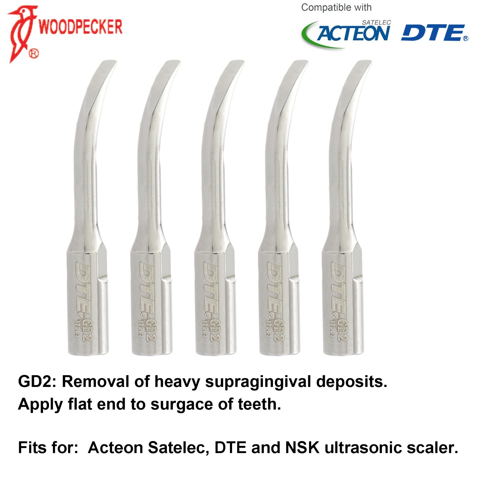Woodpecker DTE Scaler Tip Endo Periodontal G1 P3 GD4 ED1T fit Acteon Satelec EMS