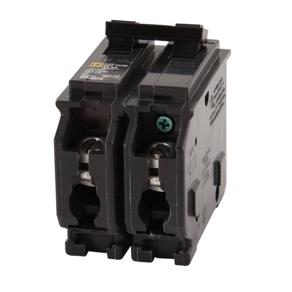 Circuit Breaker Square D 50 Amp 2 Pole Homeline Standard Trip Residential Black