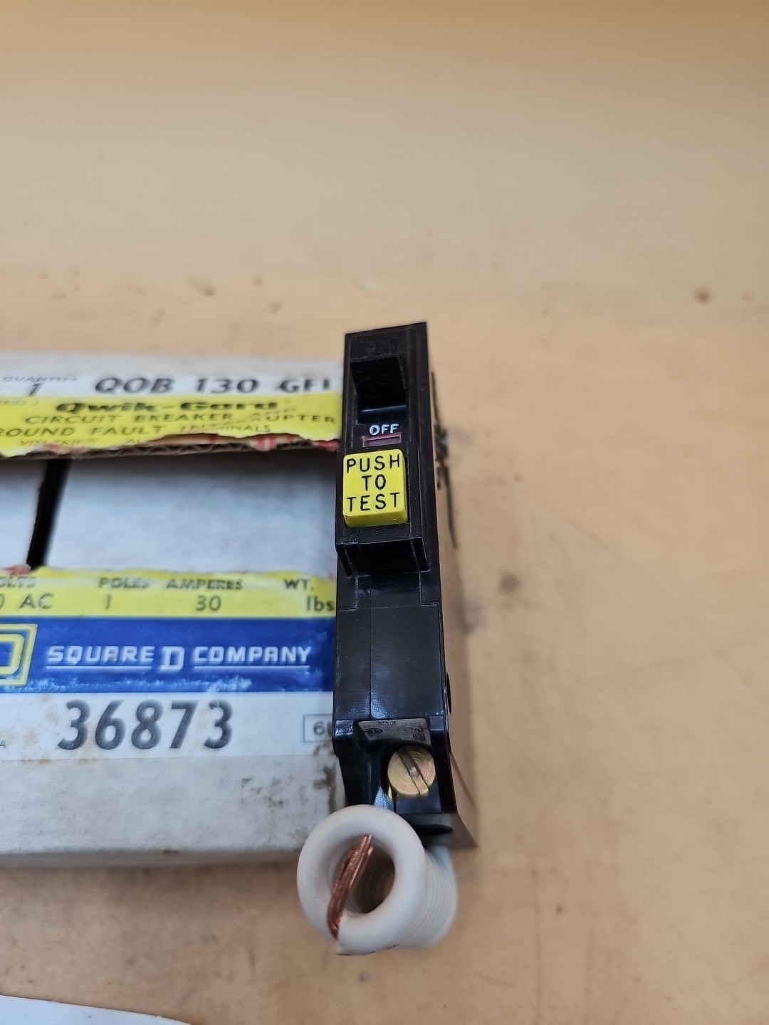 Square D QOB130GFI 1 Pole 30 Amp Type QOB Ground Fault Circuit Breaker