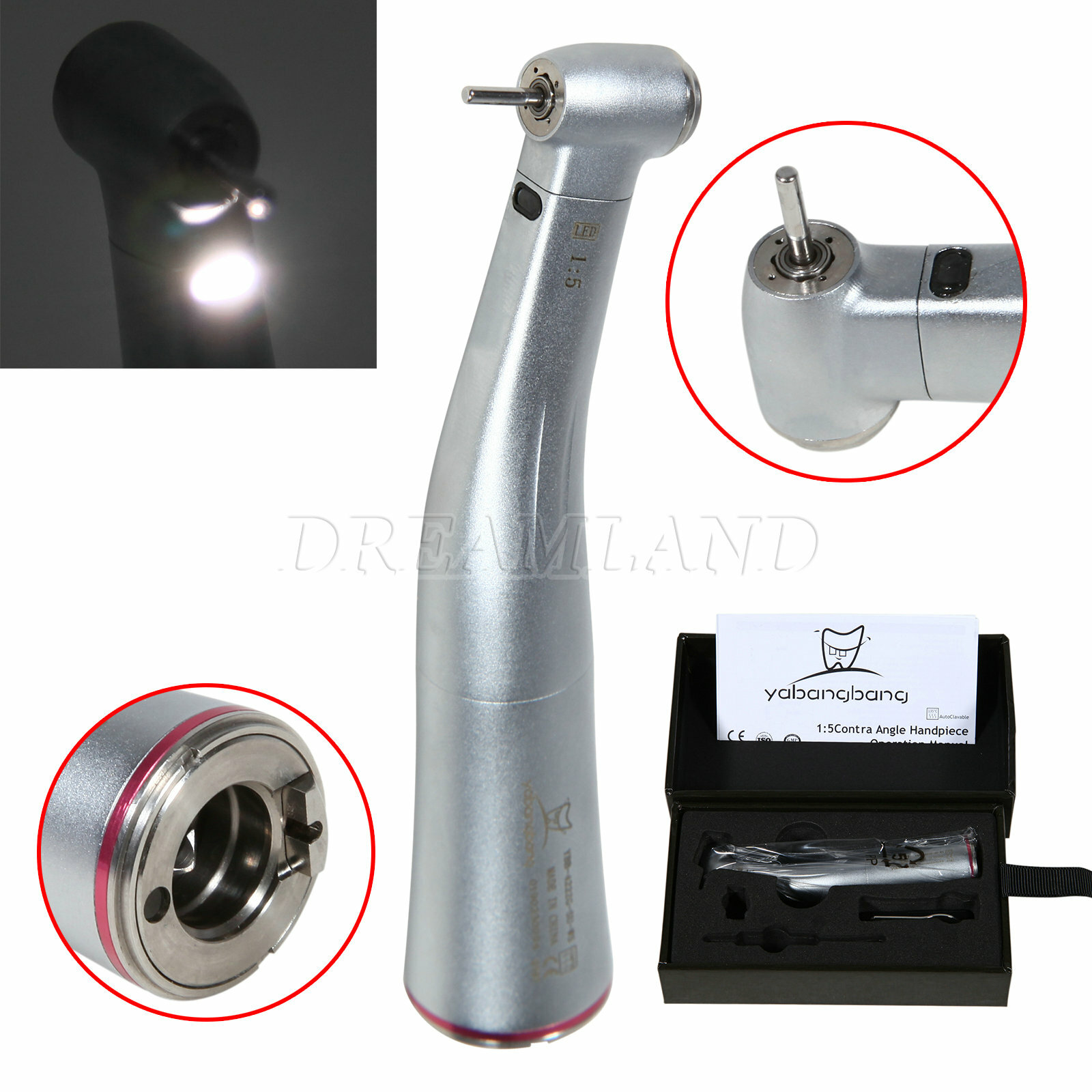 1:5 Increasing LED Dental Inner 4 Spray Contra Angle Handpiece for NSK YBB-W5