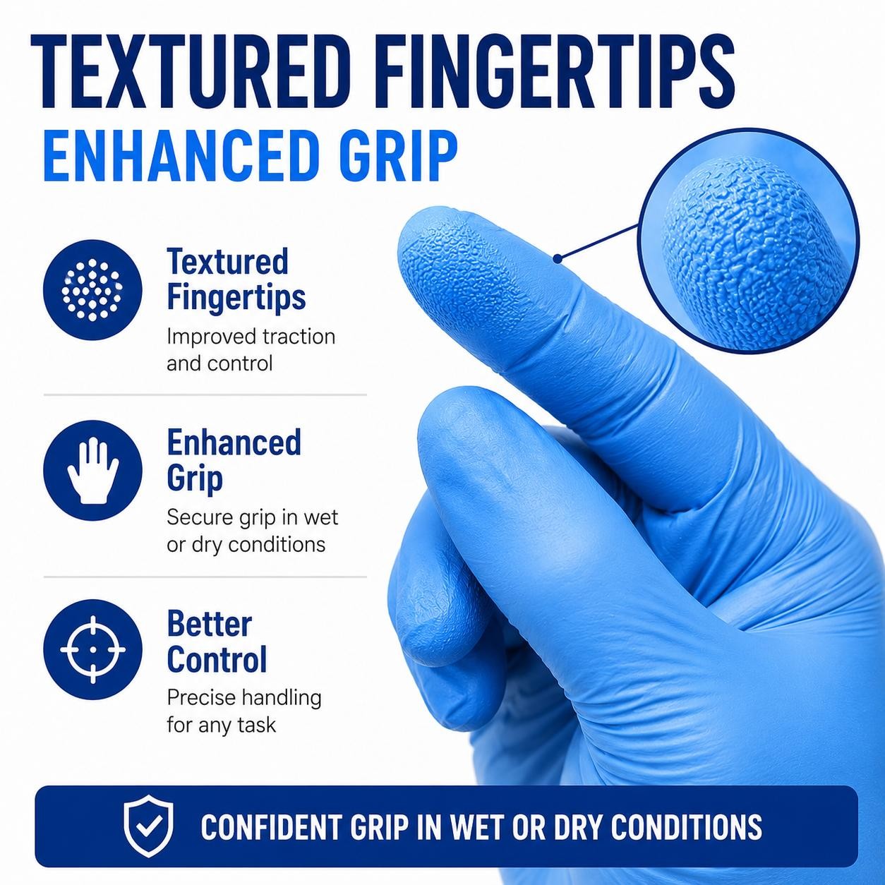 Blue Nitrile Gloves 3.5 Mil Powder Free Latex Free Exam Gloves 1000 Count