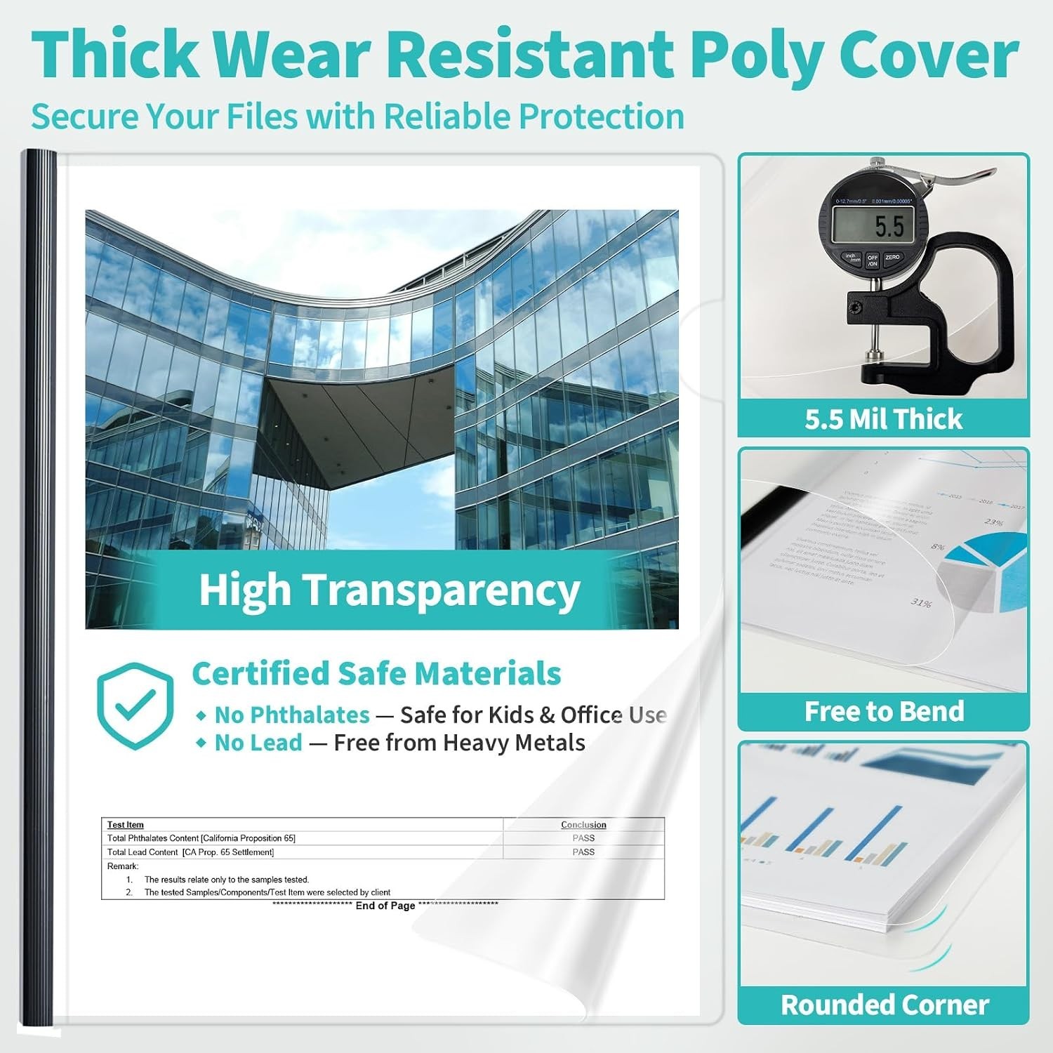 Professional 100 Pack Clear Report Covers, 25 Sheet Capacity