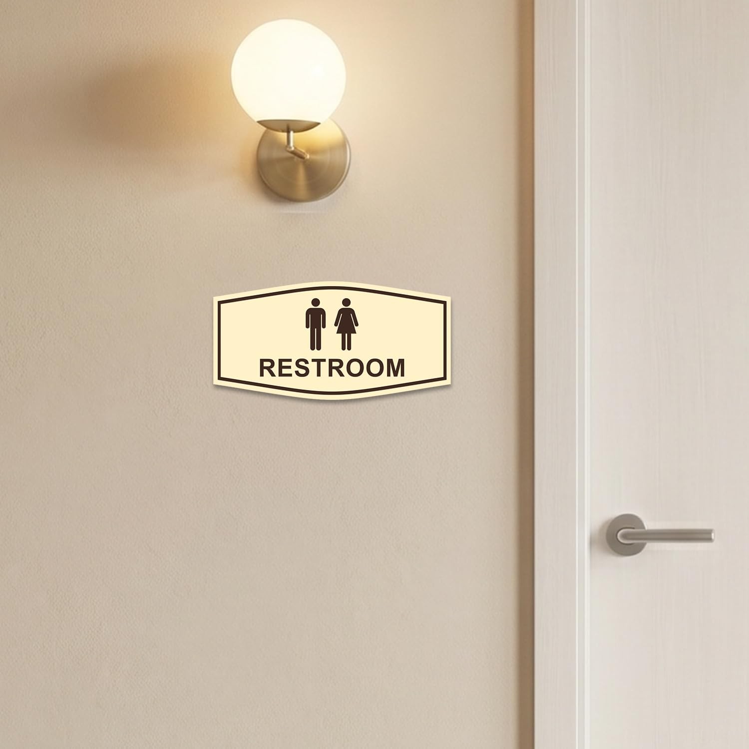 Fancy Unisex Restroom Sign Medium Brushed Gold Commercial Office Door Wall