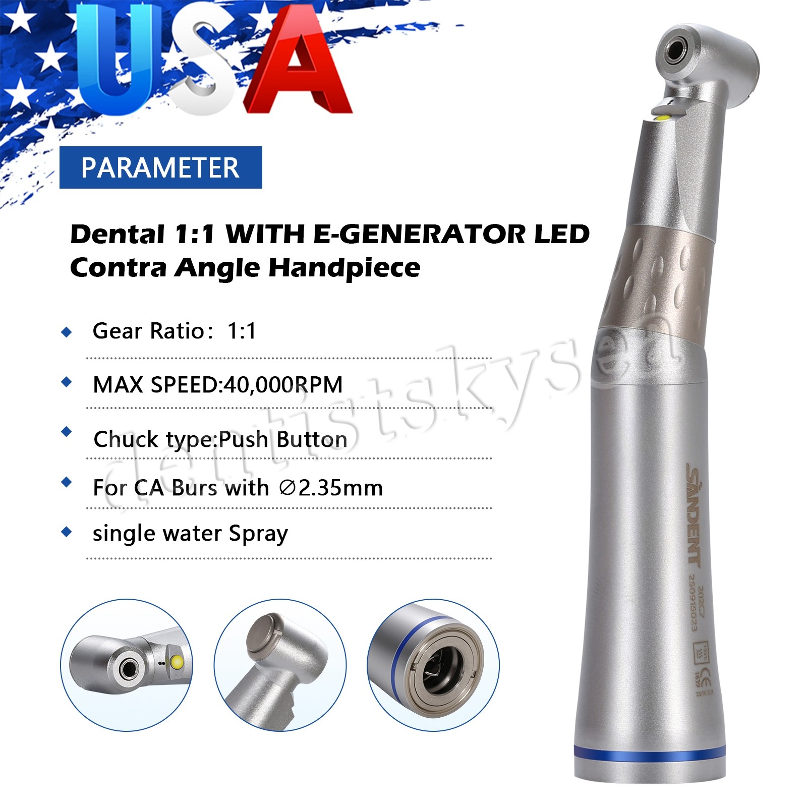 Micromotor de Motor de aire tipo E de baja velocidad Dental, pieza de mano 2H