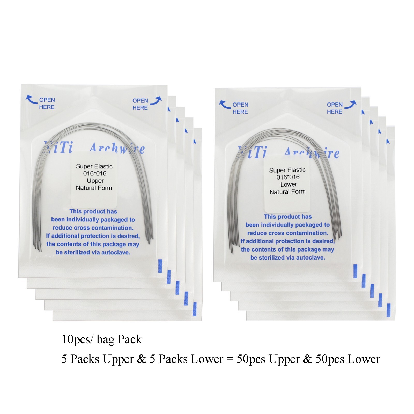 100pc Dental Orthodontic Arch Wires Niti Rectangular Round Natural 1622 012 016