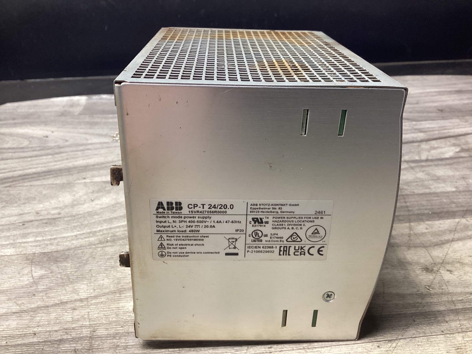ABB SWITCH MODE POWER SUPPLY CP-T 24/20.0 #117D72PR5
