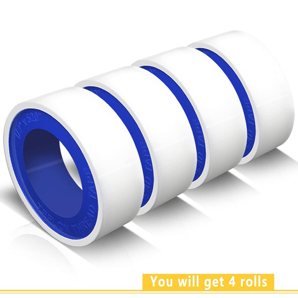 4 Rolls 1/2 Inch(W) X 520 Inches(L) Teflon Plumbers Tape,Pipe Sealing & Plumbing