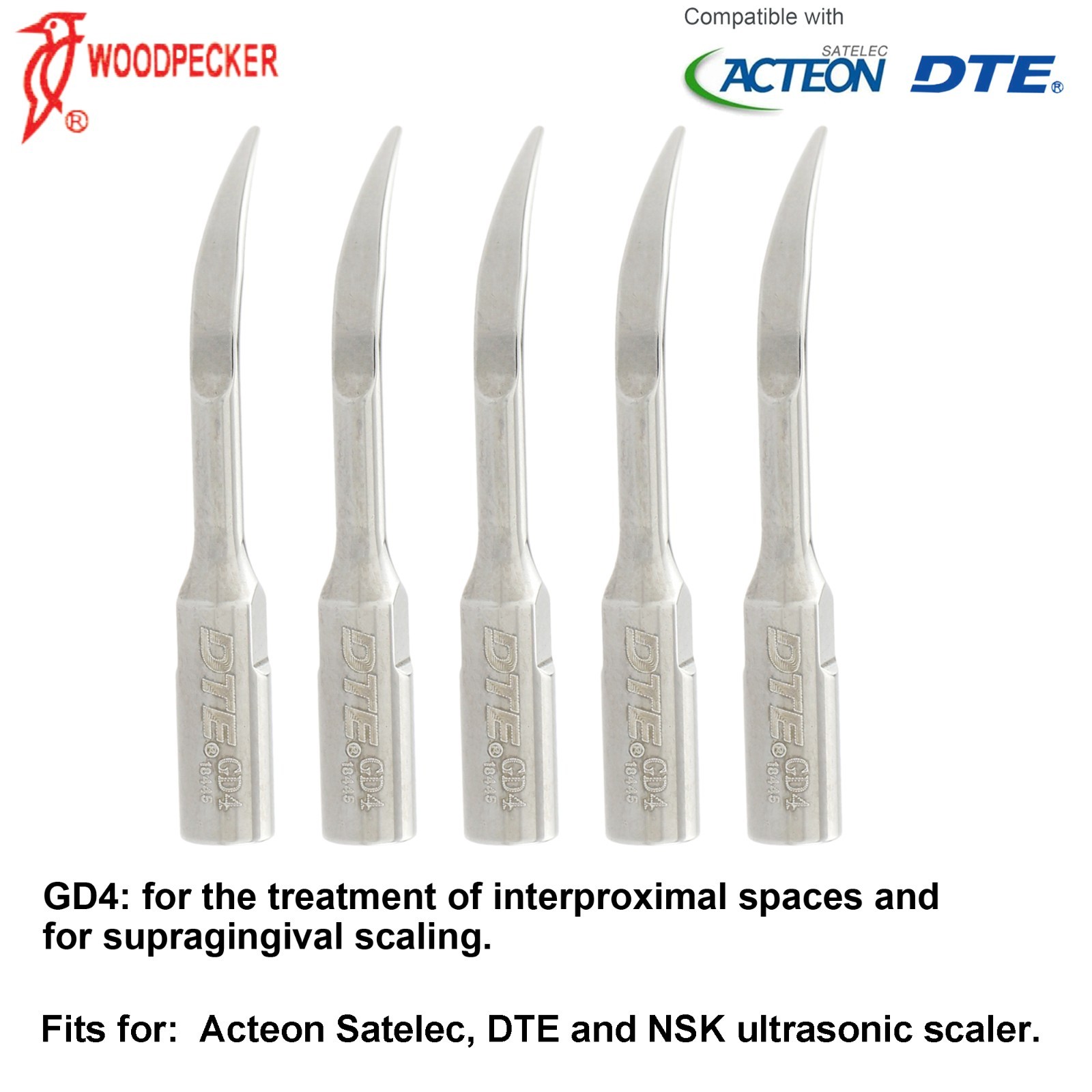 Woodpecker DTE Scaler Tip Endo Periodontal G1 P3 GD4 ED1T fit Acteon Satelec EMS