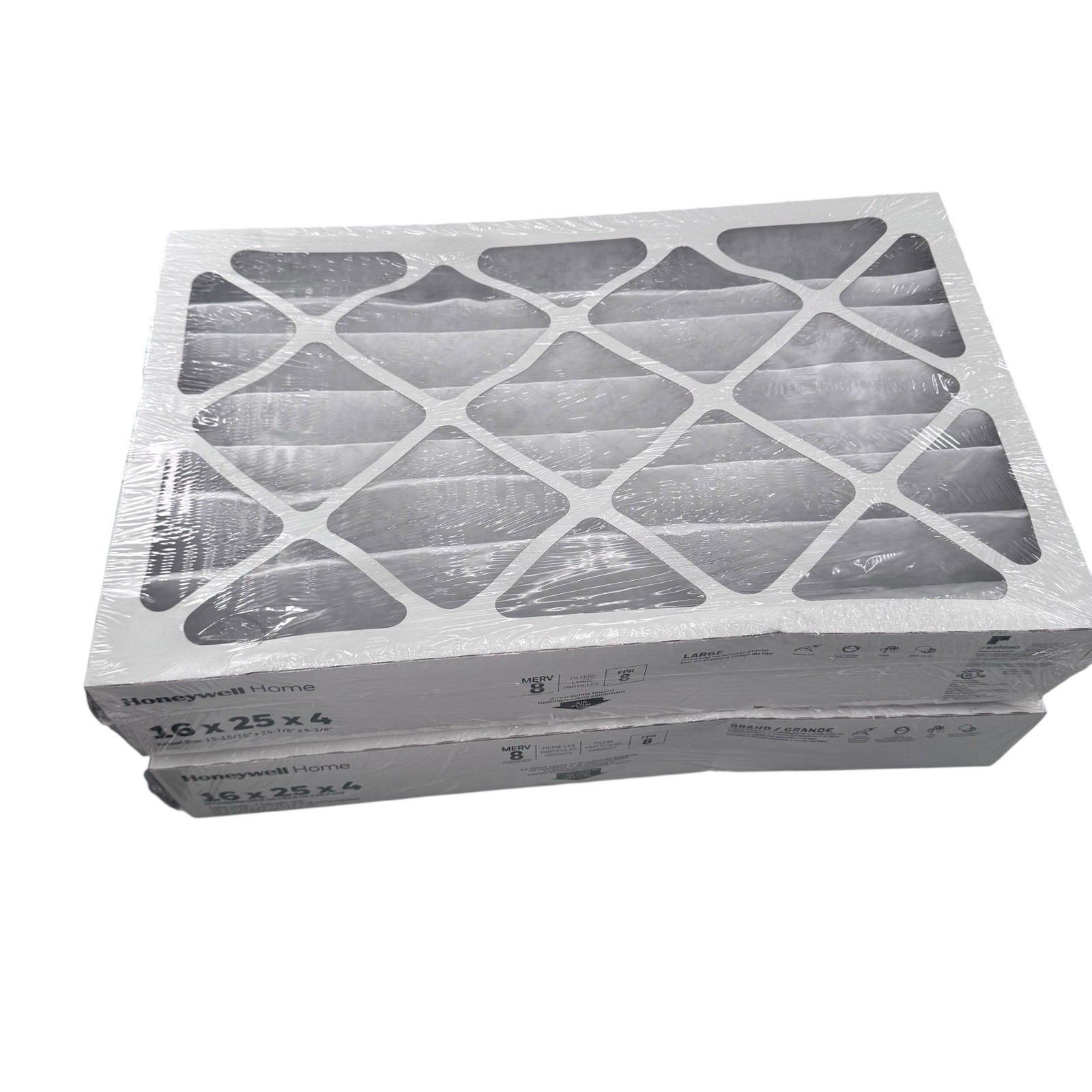 2 Honeywell Home Air Filter 16x25x4 #FPR 8 Merv 8 Large Fast Shipping