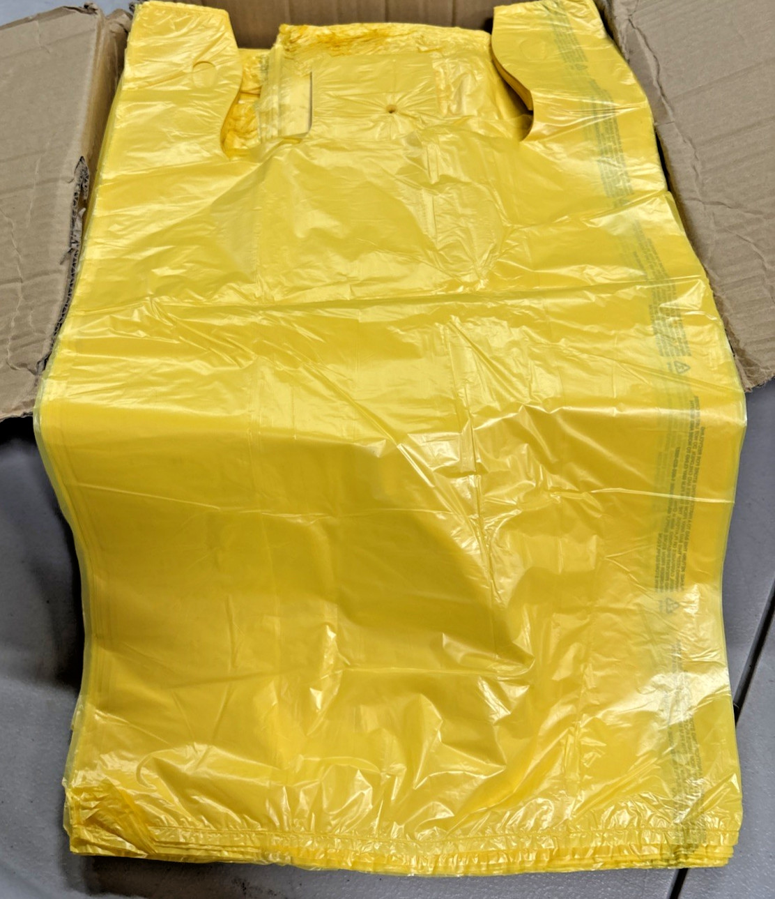 Yellow Plastic T-Shirt Shopping Bags – Case of 1,000-11 ½” X 6″ X 21″ – 90144