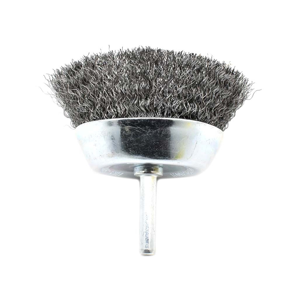 S1844 3-Inch Wire Cup Brush 1/4-Inch Shank – Fine Crimped Wire 4500 RPM