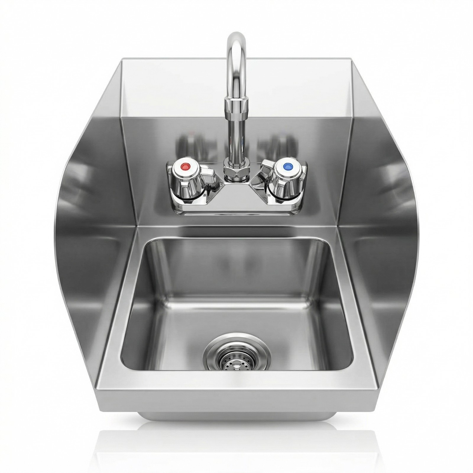 12 in. x 9 in. x 13 in. Wall Mount Stainless Steel Hand Sink with Side Splashes