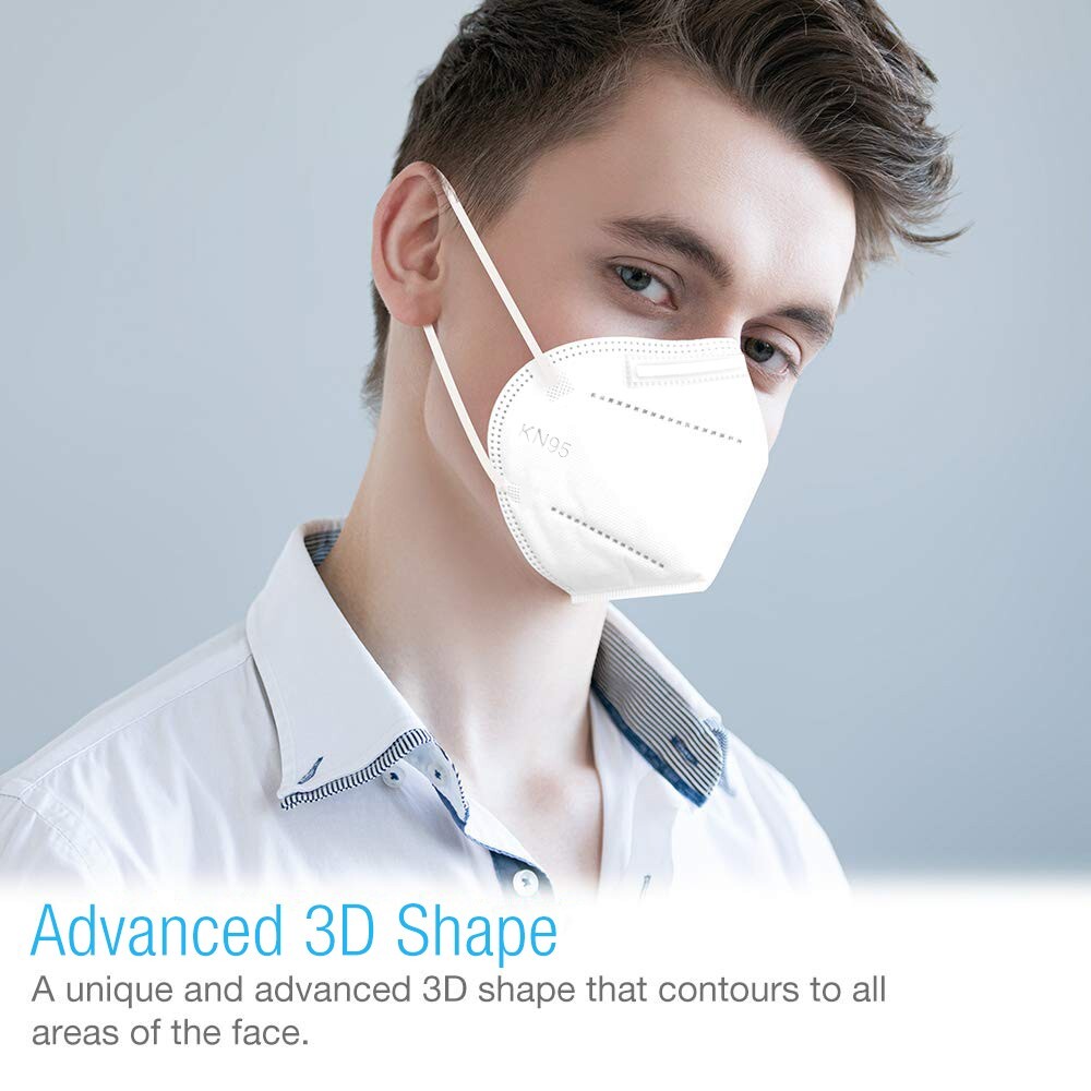 SUNCOO Protective KN95 Face Mask – 60 Pack, 5 Layers Cup Dust Mask Protection