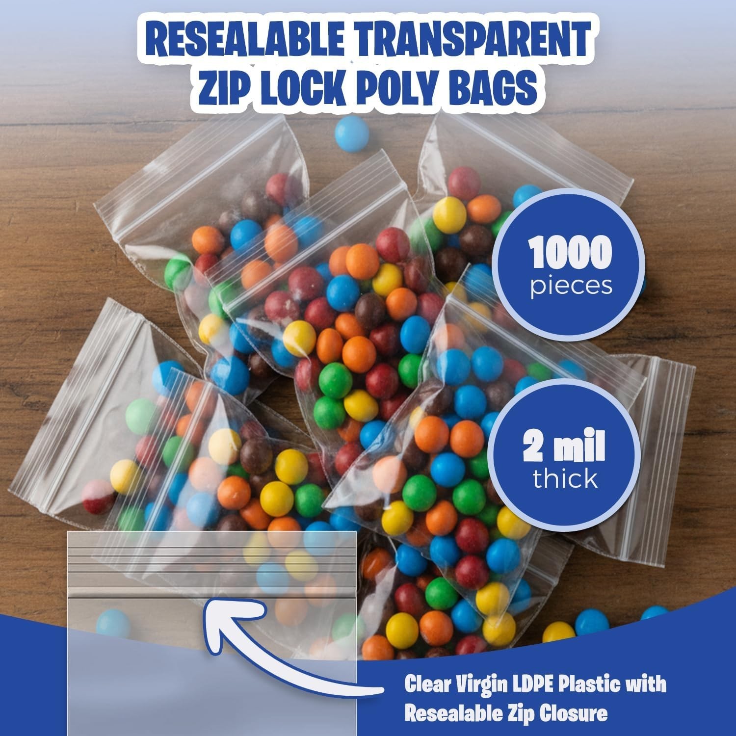 1.5 x 2 Inch Resealable Plastic Bags 1000 Pack — Clear Reclosable Mini Bags w…