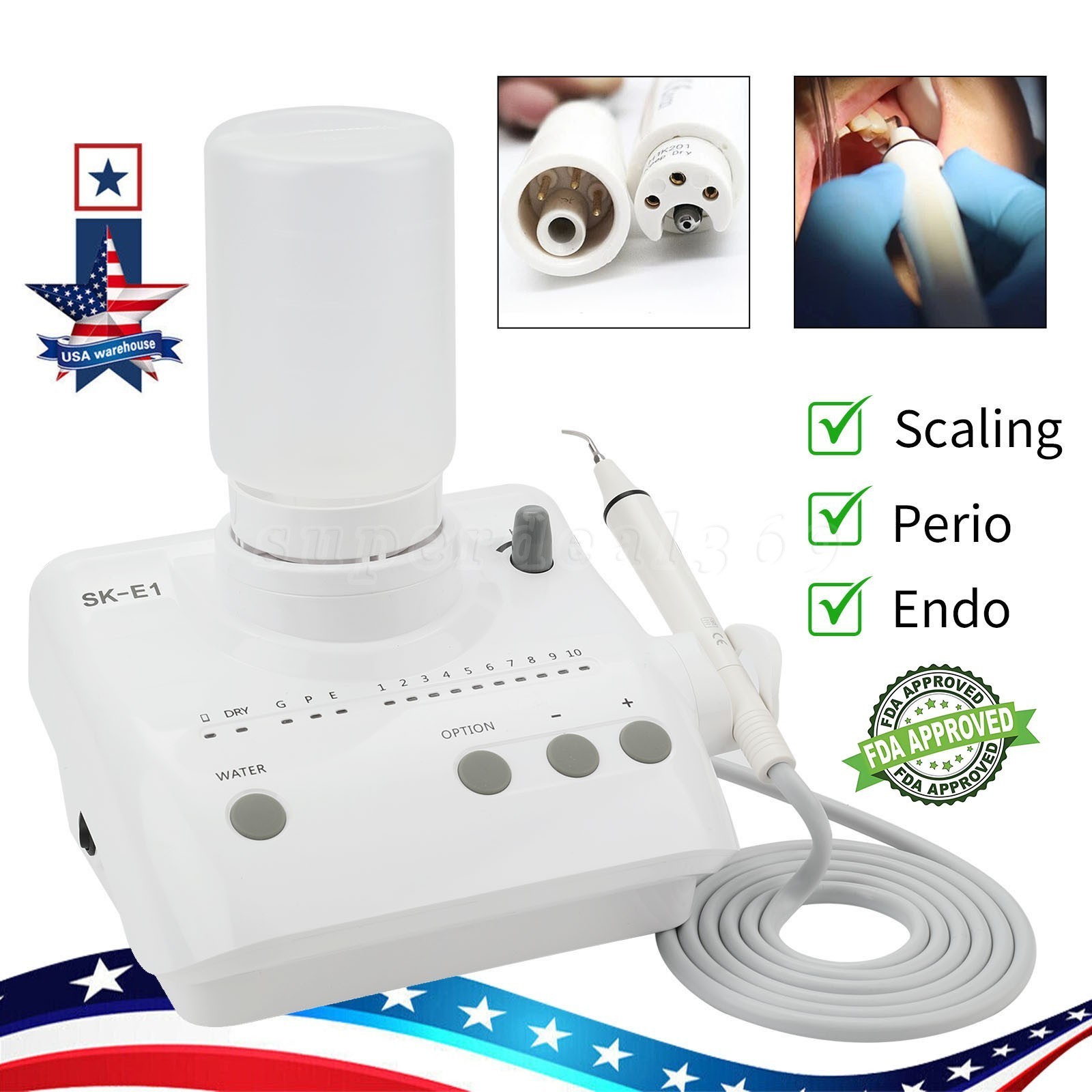 Auto Water Supply Dental Portable Ultrasonic Piezo Scaler fit Cavitron EMS CE