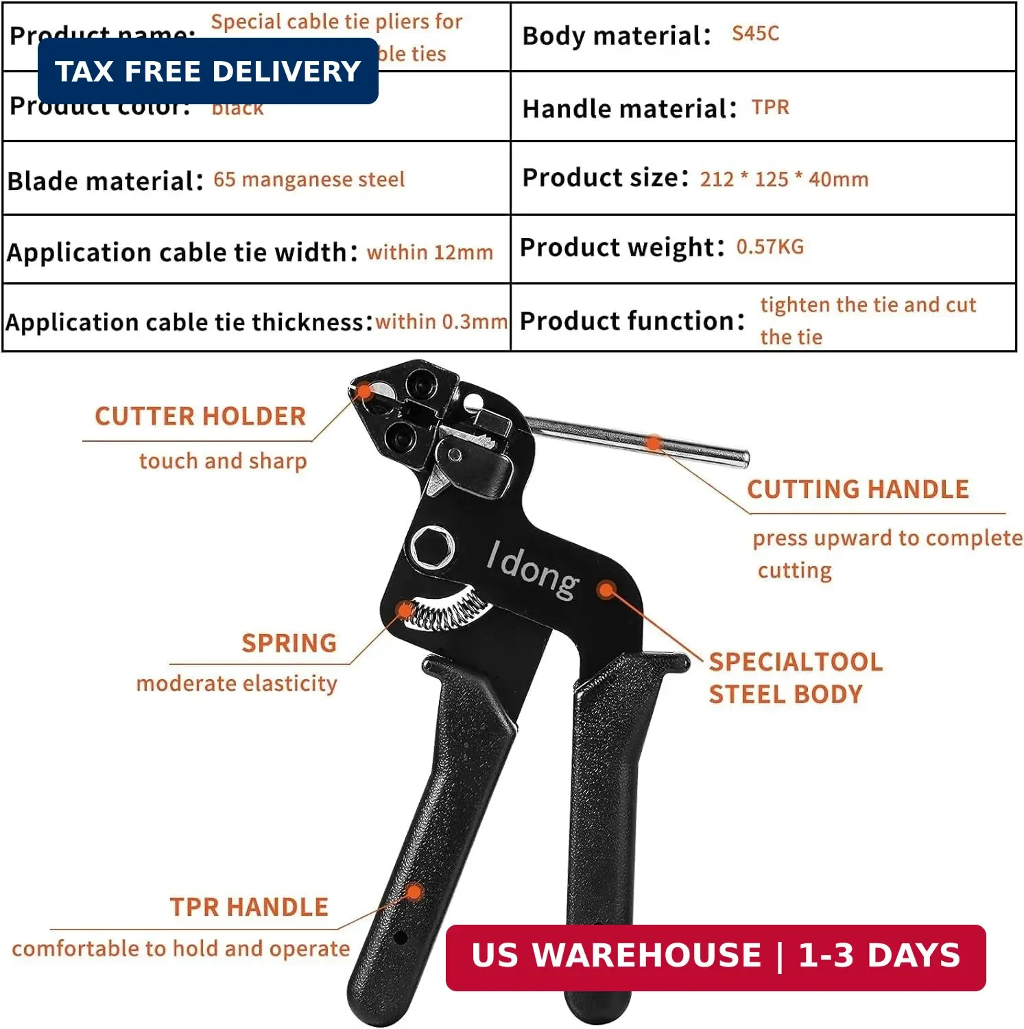 Metal Zip Tie Wrap Gun Kit,Stainless Steel Cable Tie Tool with 100PCS Cable Ties