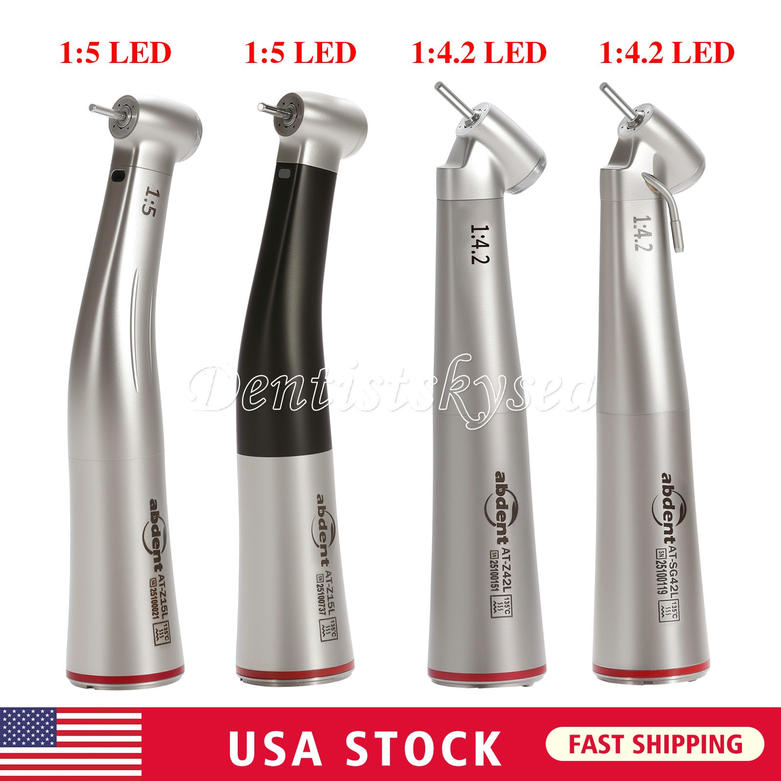 LED Dental Electric Handpiece 1:5 1:1 Contra Angle Fiber Optic High Speed