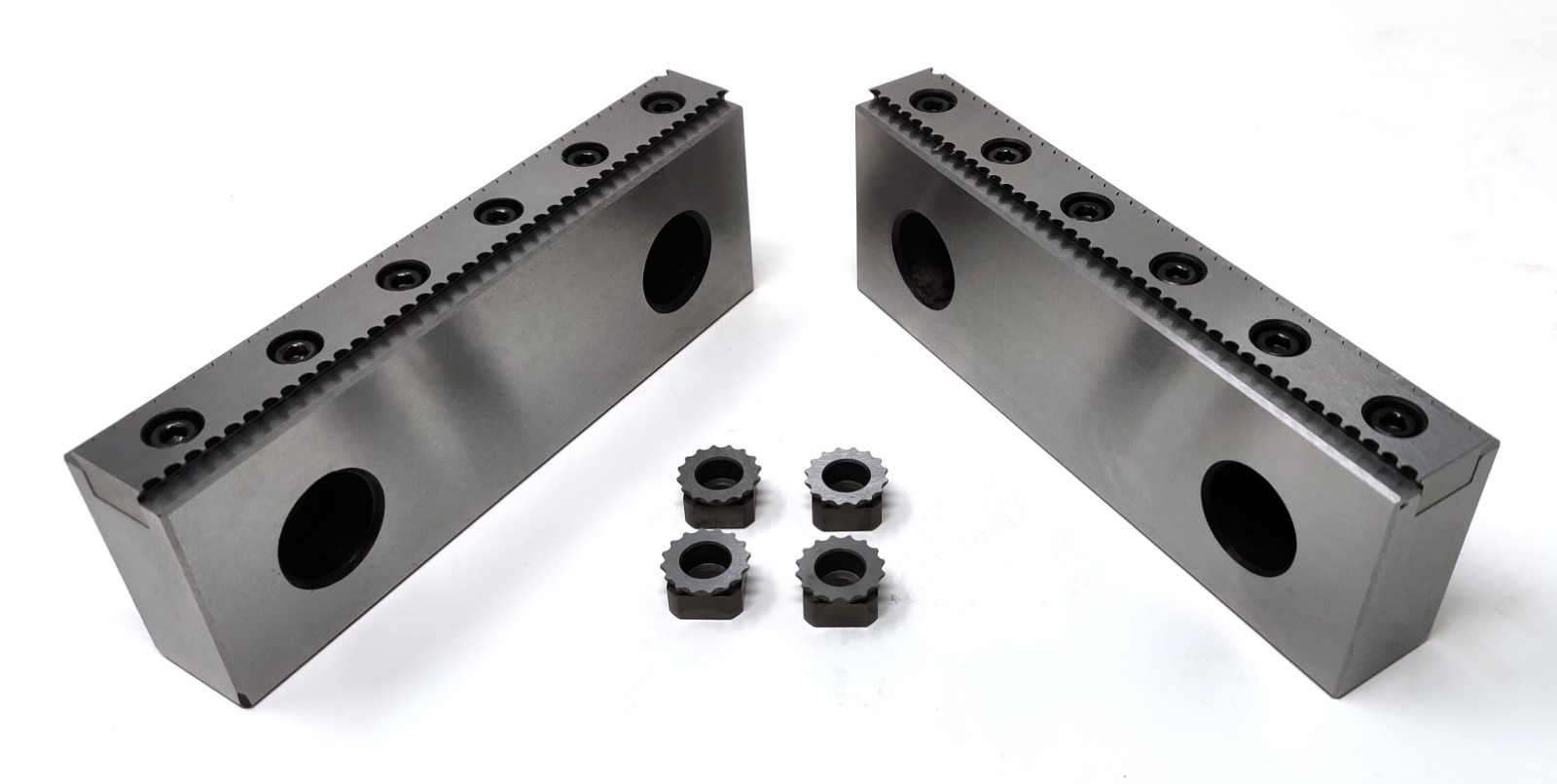 CNC Milling Steel Vise Hard Jaw, 6” Wide, Serrated W/ 0.100” Replaceable Teeth