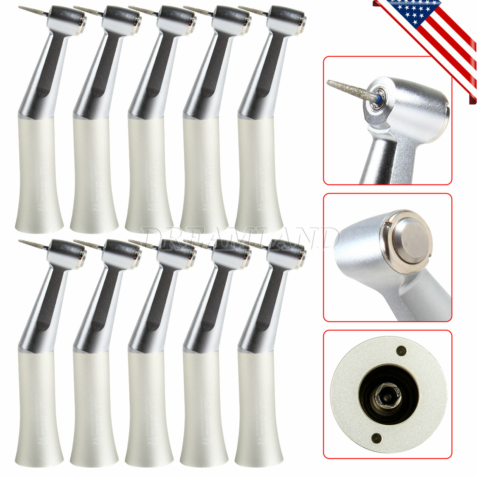 Dental Slow Low Speed Push Contra Angle Handpiece Fit FG 1.6mm Burs